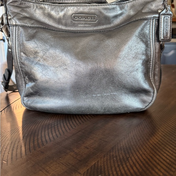 Coach Handbags - Coach Silver Leather Crossbody Bag